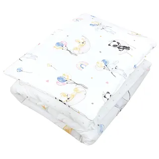 TupTam Kinder Gemusterte Bettdecken Set Ganzjahresdecke Bettdecke Kopfkissen Flachkissen 2tlg., Farbe: Tiere/Luftballons/Mond, Größe: 135x100 cm