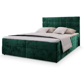 masseno Boxspringbett Glos K 160x200 cm mit Matratze und Topper, Polsterbett mit Bettkästen Grün KRONOS 19 - Grün