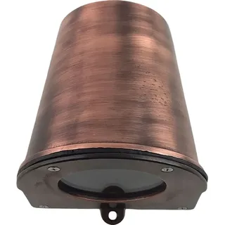 Licht-Erlebnisse Wandlampe außen Echt-Messing Glas GU10 IP54 10 cm hoch in Kupfer antik Vintage Außenleuchte Wand - Kupfer