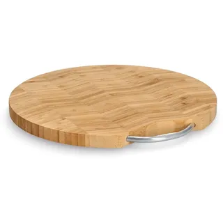 Zeller Schneidebrett mit Metallgriff Fischgrät, Bambus« modernes Muster, Metallgriff, beige