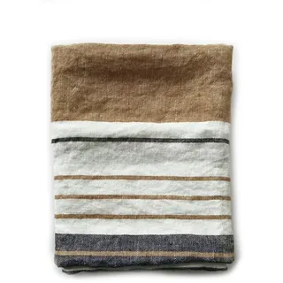 JOWOLLINA Badetuch Saunatuch Strandtuch 100% Leinen Stonewashed Provence (Stripe Camel, 88x140 cm)