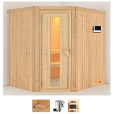 Bild Sauna »Laila«, (Set), 3,6-kW-Bio-Plug & Play Ofen mit externer Steuerung beige