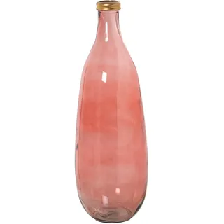 Bodenvase aus recyceltem Glas in Rosa mit Goldener Kante, 25 x 75 cm, Öffnung 6 cm