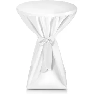 Beautissu Tischhusse Premium Weiß Ø 70 cm
