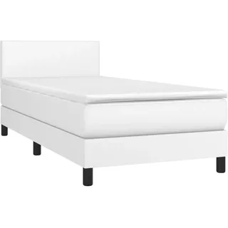 vidaXL Boxspringbett mit Matratze Weiß 90x200 cm Kunstleder - Weiß