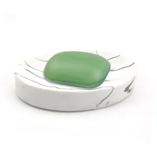 MYLERCT Harz Seifenhalter 13,5x9,5 cm, Marmor-Optik, rutschfest,wasserfest | Seifenschalen, 4 Anti-Rutsch-Pads,Glatt & Leicht zu Reinigen,Oval Seifenablage Dusche– für Seife, Schwamm, Schmuck