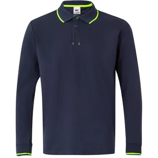 VELILLA 105515 61/20 – A.Navy/A.FLUOR XXL – Zweifarbiges Poloshirt mit Langen Ärmeln, gestreift, Marineblau, Größe XXL