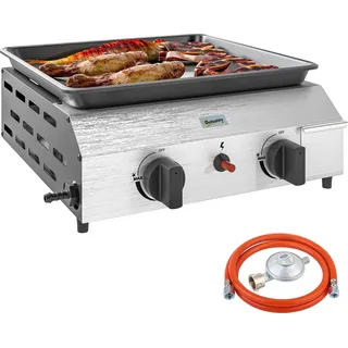 Outsunny Gasgrill 8000BTU/2,4 KW Grillwagen inkl 2 Edelstahl-Brenner Gartengrill - Silber