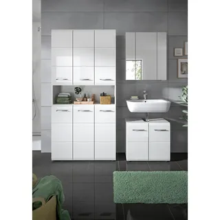 MID.YOU Badmöbel-Set Kompakte 3-tlg. Weiß Hochglanz