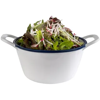 APS 84959 Schale "ENAMEL LOOK", Obstschale, Salatschüssel, 1 Liter, 21,5 x 16,5 cm, Höhe 9,5 cm, Melamin, weiß mit blauem Rand