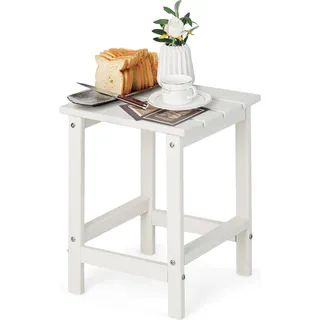 COSTWAY Beistelltisch, Kleiner Gartentisch aus UV-beständigem Kunststoff, Balkontisch wetterfest, für Terrasse, Balkon, Garten, 35,5 x 35,5 x 46,5 cm, Weiß - Weiß
