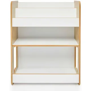 Hanah Home Modernes skandinavisches Bücherregal, Weiß & Natur, 57 x 70 x 34 cm | 100% MDF, 12 mm stark | Stilvolle Aufbewahrungslösung