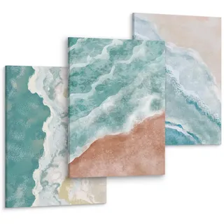 Muralo Leinwandbilder 3-er Set Strand Meer , Textil , Wasser/Strand/Meer , Rechteckig , 90x40 cm , Bilder & Rahmen, Bilder