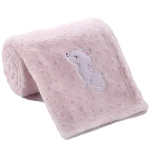 CREVENT Flauschige, warme Fleece-Decke für Mädchen, Kleinkinder, Kinderbett, Kinderwagen, 75 x 100 cm, rosa Katze