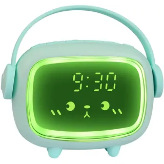 Ayybboo Kinderwecker Digital mit Nachtlicht Snooze,Aufladbarer Wecker für Mädchen Jungen,6 Klingeltöne,Countdown,3 Helligkeitsstufen,Ideal für Kinderzimmer Wohnzimmer Schule(Smaragdgrün)