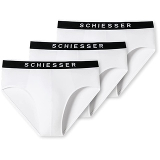 SCHIESSER Herren 3 Pack Bio Baumwolle - 95/5 Organic Cotton Webgummibund mit kontraststarken SCHIESSER-Logo, Weiß