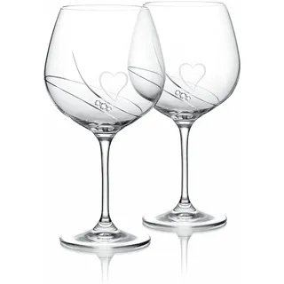 Brilant Gin Gläser Set mit Gravur - Gin Tonic Gläser Set mit Premium-Kristallen und Handgebürstetem Herzmotiv, Bleifreie Kristallgläser, Perfekt als Hochzeits oder Verlobungsgeschenk, 2er Set