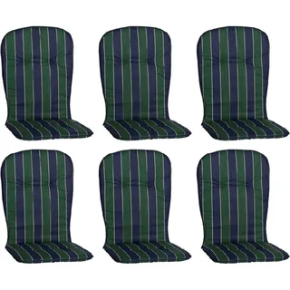 Beo Sitzauflage Hochlehner Mono 6er-Set Grün-Blau gestreift