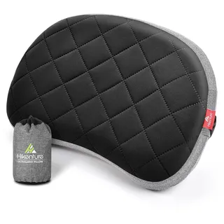 HIKENTURE Aufblasbares Camping Kissen mit abnehmbaren Bezug, Reisekissen aufblasbar leicht, Ergonomisches Kissen Unterwegs, Aufblasbares Kopfkissen Campingkissen Outdoor, Inflatable Pillow-Black