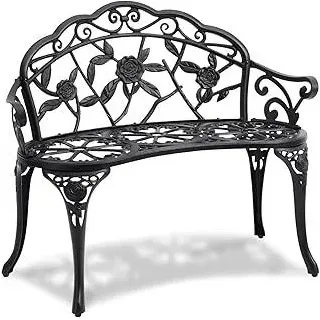 VEVOR Gartenbank Terrassenbank aus Metall, 987 mm Parkbank Ruhebank 2118 kg Tragkraft, 3 Personen Garten- und Parkbank mit Rückenlehne & Armlehnen, Vintage Sitzbank für Garten, Park, Hof, Veranda