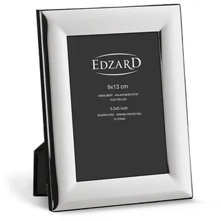 Edzard Bilderrahmen Gela für Foto 9 x 13 cm, edel versilbert, anlaufgeschützt, Samtrücken, Fotorahmen zum Stellen