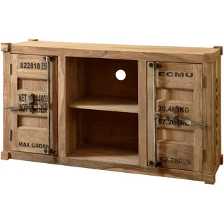 Livetastic Lowboard , Sheeshamfarben , Metall , Sheesham , massiv , 2 Fächer , 129x70x45 cm , Beimöbel erhältlich , Wohnzimmer, TV Möbel, Lowboards