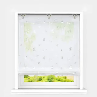 Heichkell Raffrollo mit Ösen Voile Moderne Raffgardine ohne Bohren Kleinfenster Gardine Küche Glänzende Schmetterling-Dekomuster Weiß BxH 60x130 cm