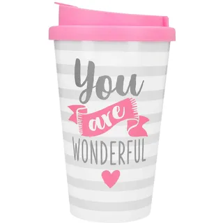 DEPESCHE 2180.047 To-Go Becher aus Kunststoff mit Spruch, 350 ml, wiederverwendbar, You are Wonderful