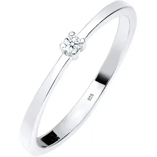 Elli DIAMONDS Ring Damen Verlobung Solitär Diamant (0.03 ct.) in 925 Sterling Silber