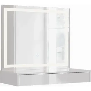 Vicco Schminktisch Sherry, 80 cm 2 Teile, Weiß/Weiß Hochglanz - Weiß