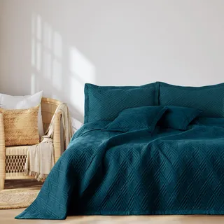 AmeliaHome Ophelia Bettüberwurf 220 x 240 cm Blau/Lila