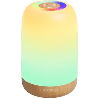 upxnbor LED Nachttischlampe Touch Dimmbar mit 256 RGB Farben & 4 Modi, Tischlampe Kabellos mit Timer & Haken, USB Aufladbar, Holzmaserung, Tragbares Nachtlicht für Schlafzimmer, Wohnzimmer