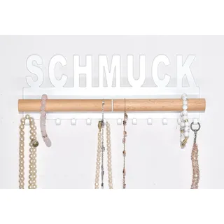 Schmuckhalter Wand Metall und Holz Design by GALEARA Schmuckleiste mit Schmuck oder Bijoux Schriftzug Schmuckaufbewahrung... (Schmuck Weiß)