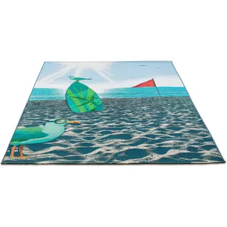 Sansibar »Rantum Beach SA-021« rechteckig 5 mm Höhe Flachgewebe, modernes Design, Strand & Surfboard, Outdoor geeignet