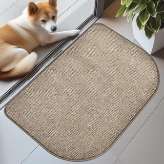 DOMUSTEX Schmutzfangmatte Innen 60x90cm Halbrund, Waschbar Teppich Läufer, Eingangsteppich, rutschfeste Fussmatte für Hund, Küche, Flur