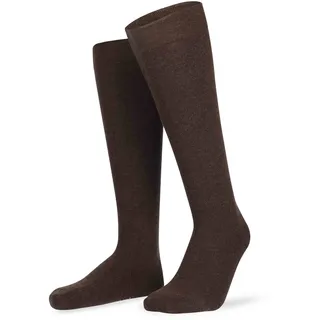 Kniestrümpfe HUDSON "Kniestrumpf Relax Cotton", Herren, Gr. 45-46, schwarz (braunmeliert 0763), Obermaterial: 97% Baumwolle CO. 3% Elasthan EL., Socken Kniestrümpfe