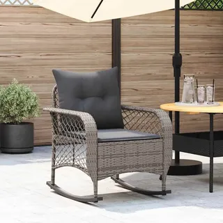 Schlichtes Garten-Schaukelstuhl mit Kissen Grau Poly Rattan Gartenstühle CHY524433 - Grau