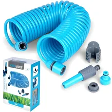 10m Flexibler Gartenschlauch in blau, Spiralschlauch für mühelose Bewässerung, langlebig und einfach zu handhaben, perfekt für Gartenarbeit und Haushaltsaufgaben