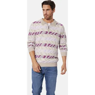 Rundhalspullover BABISTA "Pullover VARIN", Herren, Gr. L, lila (lila beige), Obermaterial: 100% Baumwolle CO., Pullover Rundhalspullover