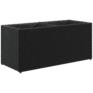 Hochbeet mit 2 Fächern Schwarz 72x30x32 cm Poly Rattan - Schwarz