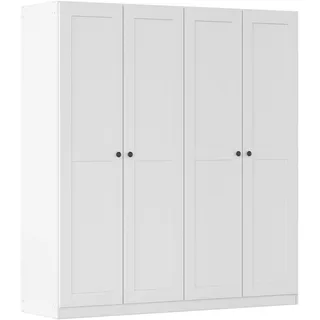 Drehtürenschrank RAUCH "Kleiderschrank Schrank Garderobe Ankleide Schlafzimmerschrank YLVA", weiß, B:180cm H:197cm T:54cm, Holzwerkstoff, Schränke, Drehtürenschrank, skandinavischer Style mit Rahmenfront und Knopfgriffen MADE IN GERMANY