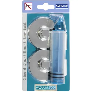 Wenko Vacuum-Loc®Adapter,2er Set, Befestigung ohne bohren, inkl. Pumpe,einzigartiges Saug-System,einfaches & sicheres Anbringen an der Wand,Maße (B/T x H): Ø 6 x 2,8 cm,Verchromt,bis 33kgs,