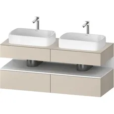 Duravit Qatego Konsolenwaschtischunterbau, 2 Auszüge, 2 Schubkästen, 2 Ausschnitte, 1400x550x600mm, Nische Weiß Matt, QA4767018, Farbe: taupe supermatt