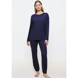 Triumph Schlafanzug "Endless Comfort PK 01 LSL" 2 tlg. weich und gemütlich, blau, schwarz combination