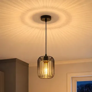 ZMH Vintage Pendelleuchte Wohnzimmer Glas Schwarz Hängelampe esstisch E27