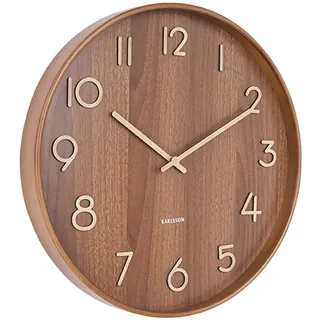 Karlsson Wanduhr Pure - Dunkel - Ø40cm - Rund - Lindenholz - Wanduhr Modern Wohnzimmer - Wanduhren