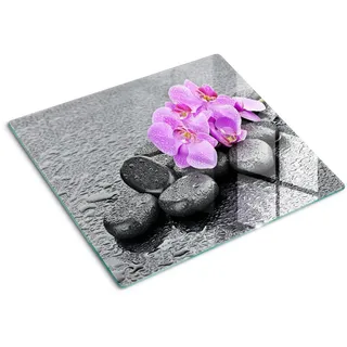 Tulup Glasplatte 60x52 cm Orchideensteine , Pink , Glas , 60x0.4x52 cm , Küchen, Küchenelektrogeräte, Herde, Herdabdeckplatten