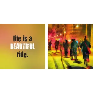 Queence Leinwandbild »Beautiful« bunt (farbe bild(er): bunt), B:80cm H:40cm T:2cm, Canvas, Holzrahmen, Bilder, Leinwandbild, Premium-Leinwandstoff, Handarbeit aus Deutschland, Spruch, 2er Set,