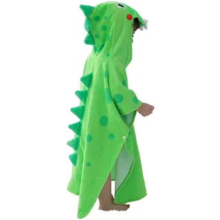 LOLANTA Kinder Badeponcho Krokodil mit Kapuze, 100% Baumwolle, Weiches Kapuzenhandtuch für Jungen, für Strand & Pool (Grün C, 2–4 Jahre, S)