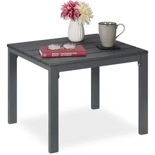 Relaxdays Balkon-Beistelltisch , Grau , Kunststoff, Metall , 52x39x48 cm , Gartenmöbel, Gartentische, Balkontische